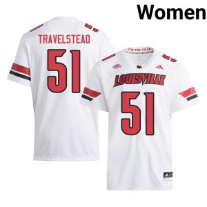 UofL Hayden Travelstead #51 White Jersey | Essential Stitched NCAA Football Women Apparel 55273026
