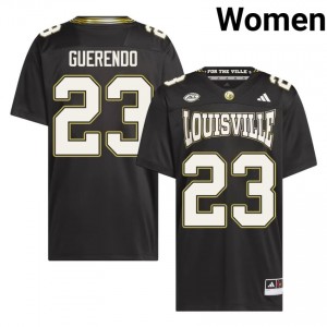 Top-Tier Isaac Guerendo #23 UofL Black For the Ville Jersey | Women University Football Stitched Fan Gear 82946651