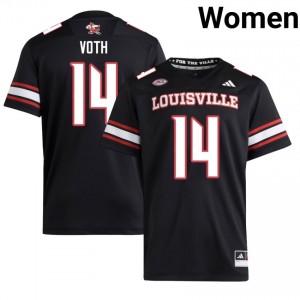 Officially Licensed Jackson Voth #14 Louisville Cardinals Black Jersey | Women University Football Embroidery Fan Gear 91903215