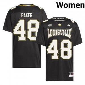 Officially Licensed Jacob Baker #48 UL Cardinals Black For the Ville Jersey | Women University Football Stitched Fan Gear 92289562