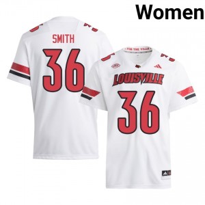Jacob Smith #36 Louisville Cardinals Jersey | Iconic White College Football Women Stitched 66070691