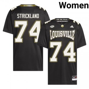 Louisville Jarvis Strickland #74 Black For the Ville Jersey | Premium Stitched NCAA Football Women Apparel 49281143