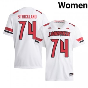 White Jarvis Strickland #74 UL Cardinals Jersey | Women High School Football Licensed Stitched 55440947