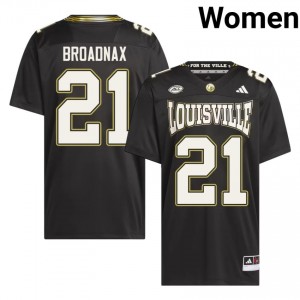 Durable Jaydin Broadnax #21 Louisville Black For the Ville Jersey | Women University Football Stitched Fan Gear 46318301