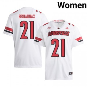 #21 Jaydin Broadnax UL Cardinals White Jersey | Authentic Stitched Women Player Football Gear 16467172