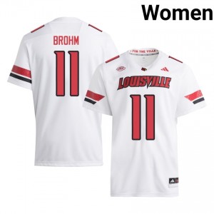 UL Cardinals Jeff Brohm #11 White Jersey | Pro Cut Stitched NCAA Football Women Apparel 21355819