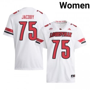 #75 Joe Jacoby Louisville Cardinals White Jersey | Alumni Stitched Women Player Football Gear 94282517