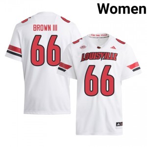 #66 Johnnie Brown III Louisville Cardinals White Jersey | Authentic Stitched Women Player Football Gear 13599414