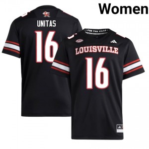 Johnny Unitas #16 Cards Jersey | Gameday Black College Football Women Embroidery 61288688