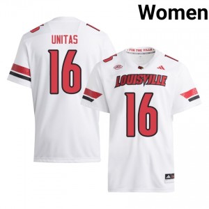 Louisville Johnny Unitas #16 White Jersey | Premium Stitched NCAA Football Women Apparel 63298233