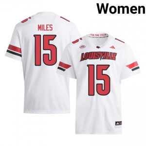 Elite Thread Julius Miles #15 Louisville Cardinals White Jersey | Women University Football Stitched Fan Gear 29088088