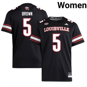 #5 Keyjuan Brown Louisville Cardinals Black Jersey | Authentic Embroidery Women Player Football Gear 63463910