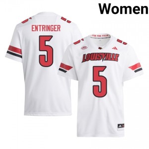 #5 Koen Entringer Louisville Cardinals White Jersey | Alumni Stitched Women Player Football Gear 71114657