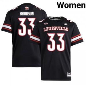 UofL Kris Brunson #33 Black Jersey | Essential Embroidery NCAA Football Women Apparel 49366913