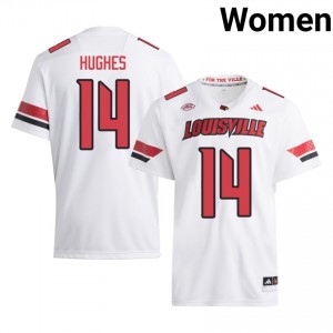 Kris Hughes #14 Louisville Cardinals Jersey | Gameday White College Football Women Stitched 89035531