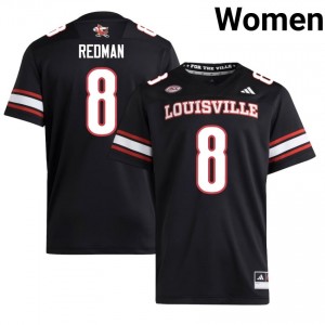 #8 Lamar Jackson UL Cardinals Black Jersey | Authentic Embroidery Women Player Football Gear 79091558