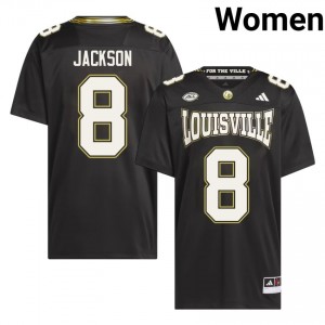 Louisville Cardinals Lamar Jackson #8 Black For the Ville Jersey | Genuine Stitched NCAA Football Women Apparel 78062178