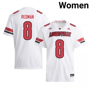 White Lamar Jackson #8 UofL Jersey | Women High School Football Limited Stitched 81529432