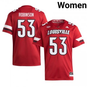 Louisville Lance Robinson #53 Red Jersey | Premium Swen NCAA Football Women Apparel 76594499