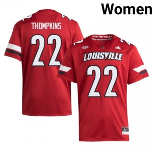 #22 Lekhy Thompkins Cards Red Jersey | Alumni Stitch Women Player Football Gear 50032057