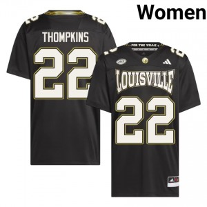 #22 Lekhy Thompkins Louisville Cardinals Black For the Ville Jersey | Alumni Stitched Women Player Football Gear 42653881
