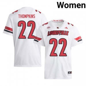 UofL Lekhy Thompkins #22 White Jersey | Essential Stitched NCAA Football Women Apparel 75236513