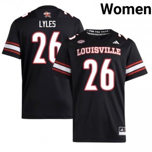 Black Lenny Lyles #26 Louisville Cardinals Jersey | Women High School Football Moisture Wicking Embroidery 92046641
