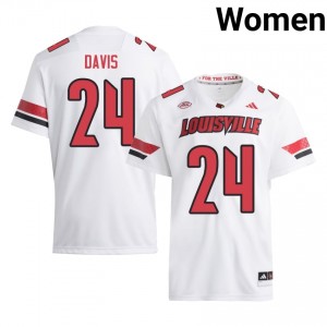Durable Marquise Davis #24 Louisville White Jersey | Women University Football Stitched Fan Gear 64708413