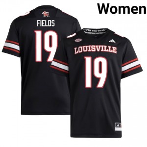 Mason Fields #19 UofL Jersey | Pro-Grade Black College Football Women Embroidery 91641637