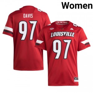 Red Maurice Davis #97 Cardinals Jersey | Women High School Football Limited Swen 59777921