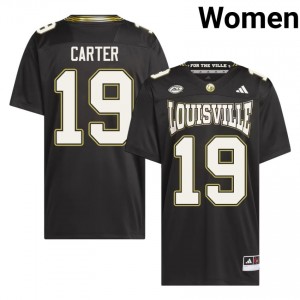Louisville Micah Carter #19 Black For the Ville Jersey | Premium Stitched NCAA Football Women Apparel 63993448