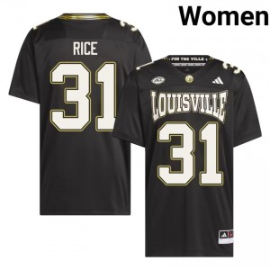 Cards Micah Rice #31 Black For the Ville Jersey | Genuine Stitched NCAA Football Women Apparel 41580115