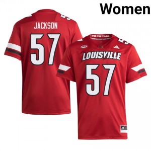 Red Naeer Jackson #57 Louisville Cardinals Jersey | Women High School Football Moisture Wicking Stitch 14347152