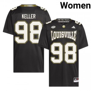Black Nick Keller #98 UL Cardinals For the Ville Jersey | Women High School Football Licensed Stitched 17785561
