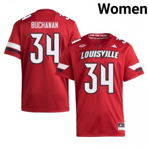 Top-Tier Ray Buchanan #34 UofL Red Jersey | Women University Football Swen Fan Gear 11976321