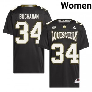Louisville Ray Buchanan #34 Black For the Ville Jersey | Premium Stitched NCAA Football Women Apparel 75338294