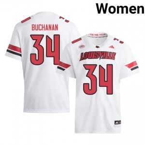 White Ray Buchanan #34 UL Cardinals Jersey | Women High School Football Licensed Stitched 65450053
