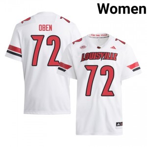 Roman Oben #72 UL Cardinals Jersey | Iconic White College Football Women Stitched 34708432