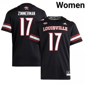#17 Ryan Zimmerman Louisville Cardinals Black Jersey | Alumni Embroidery Women Player Football Gear 82818610