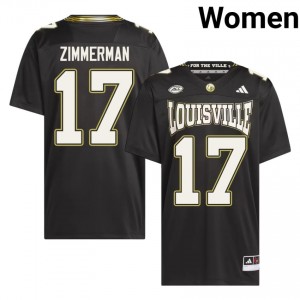 UL Cardinals Ryan Zimmerman #17 Black For the Ville Jersey | Pro Cut Stitched NCAA Football Women Apparel 58426358