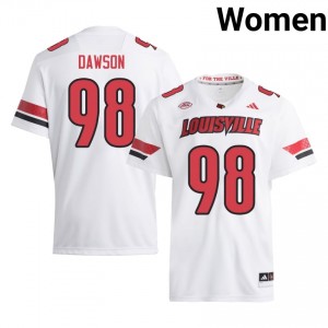 #98 Sam Dawson UL Cardinals White Jersey | Authentic Stitched Women Player Football Gear 26652537