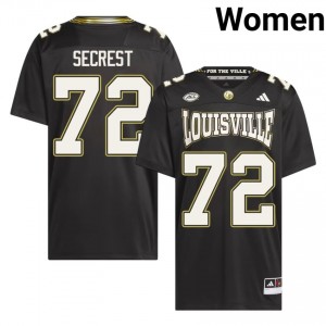 #72 Sam Secrest Louisville Cardinals Black For the Ville Jersey | Authentic Stitched Women Player Football Gear 21579936