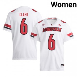 #6 Stanquan Clark Louisville Cardinals White Jersey | Authentic Stitched Women Player Football Gear 57436853