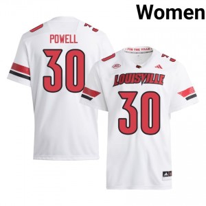 Officially Licensed Taj Powell #30 UL Cardinals White Jersey | Women University Football Stitched Fan Gear 22869271