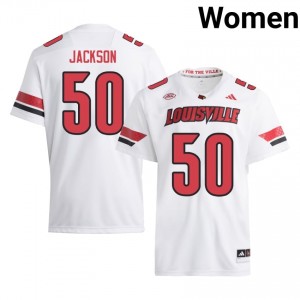 Cards Tom Jackson #50 White Jersey | Genuine Stitched NCAA Football Women Apparel 61662401