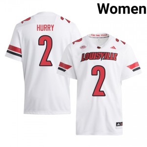 White TreyShun Hurry #2 Louisville Jersey | Women High School Football Fresh Stitched 86412335