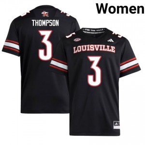 Tyler Thompson #3 UofL Jersey | Pro-Grade Black College Football Women Embroidery 68029800