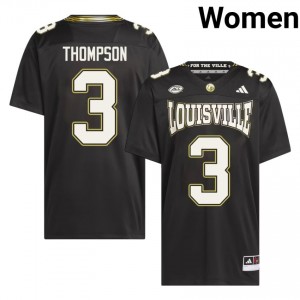 #3 Tyler Thompson UofL Black For the Ville Jersey | Classic Stitched Women Player Football Gear 44241711