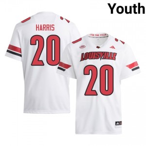 White Antonio Harris #20 Louisville Cardinals Jersey | Youth High School Football Moisture Wicking Stitched 66749969