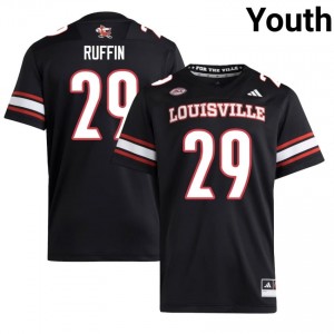 Louisville Cardinals Blake Ruffin #29 Black Jersey | Genuine Embroidery NCAA Football Youth Apparel 37925299